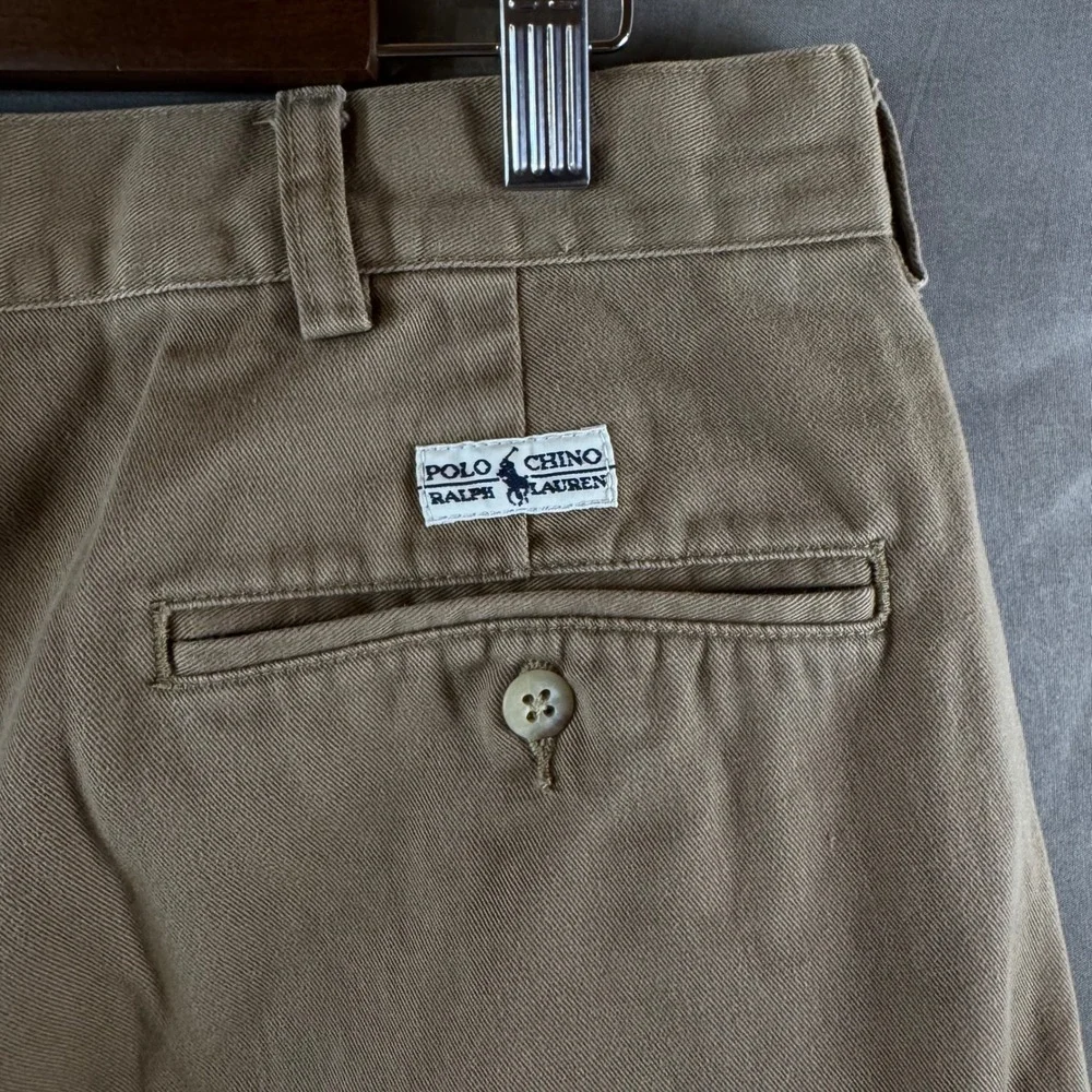 VTG Polo Ralph Lauren Tyler Short Mens 36 Tan Chino Cotton Shorts Y2K Preppy
